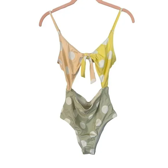 NWOT UO Out From Under Printed Tie-Front One-Piece Swimsuit, Size Small - Picture 2 of 6